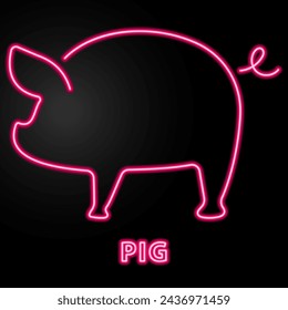 neon; pig; swine; piggy; piglet; pork; livestock; farm; night; light; sticker; electricity; illuminated; colorful; led; electric; glow; icon