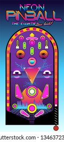 Neon Pinball Play Field 1980s Style Background 