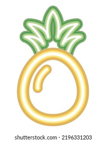 Neon Pineapple Design Over White