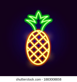 Icono Neon Pineapple. Ilustración vectorial de objeto alimentario.