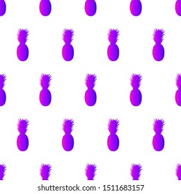 Neon pineapple seamless pattern. Colorful outline on white. Background can be used in greeting cards, posters, flyers, banners, further design etc. Vector illustration. EPS10