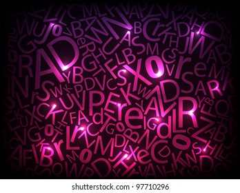 Neon pink abstract letters. Vector illustration