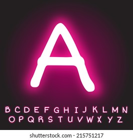 Neon pink alphabet vector