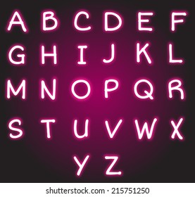 Neon pink alphabet vector