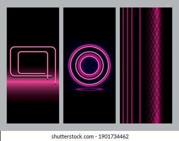 Diseño de conjuntos de fondo neón rosa, publicidad de decoración y tema luminoso fluorescente Ilustración vectorial