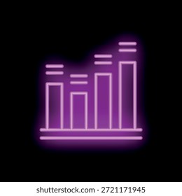Neon pink bar chart is increasing on a black background