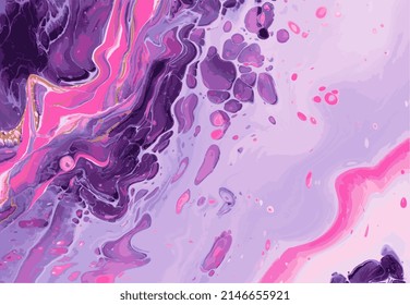 Burbujas de color rosa neón y olas violetas. Fondo o textura de efecto de mármol de arte fluido.