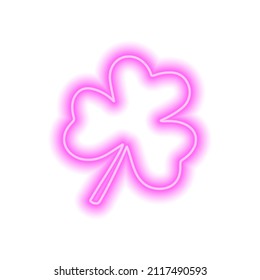La hoja de trébol rosa de neón aislada en blanco. Ilustración del vector