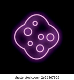 Neon pink cookie glowing on a black background, perfect for designs related to baking, desserts, or sweet treats