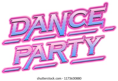 Neon Pink dance party text illustration