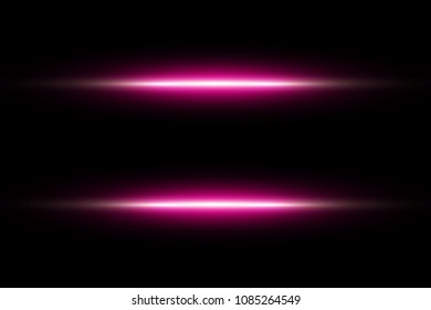 Neon Pink Flare Lights Glowing Frame Isolated On Black Background. Vector Illustration