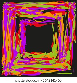 Neon pink frame. Abstract border icon. Vibrant square shape. Colorful line vector.