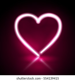 Neon and pink glow effect of love, valentine's day and romance concept, vector art and illustration.