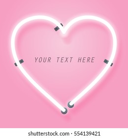 Neon and pink glow effect of love with space for text, valentine's day and romance concept, vector art and illustration.