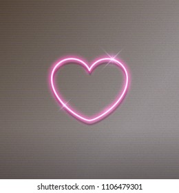 Neon Pink Glowing Heart, Vector Illustration Design