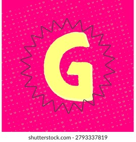 Neon pink gradient character treatment for LETTER G with magenta shock empty background and shadow lifted lettering