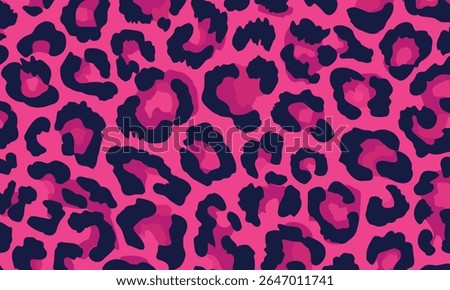 Neon pink leopard print seamless pattern, colorful vector illustration, seamless repeating tile.