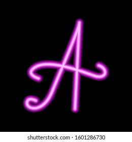 neon pink letter "A" on a black background