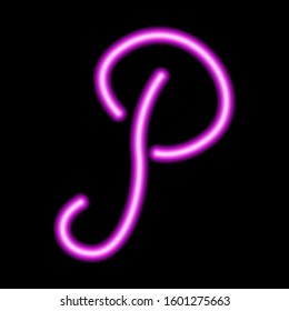 neon pink letter "P" on a black background