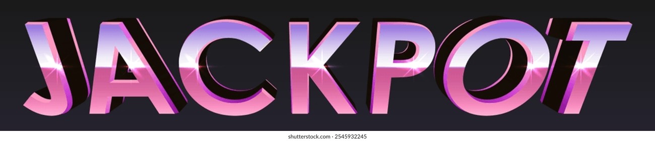 Neon pink letterings Jackpot with sparkle on black background. Concept for casino design. Vector illustration for postcard, web, advertising