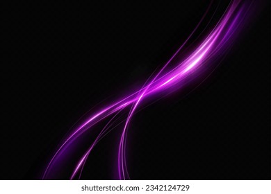 Neon pink light. Light lines of movement speed. Colorful wave effect. curl curve effect.