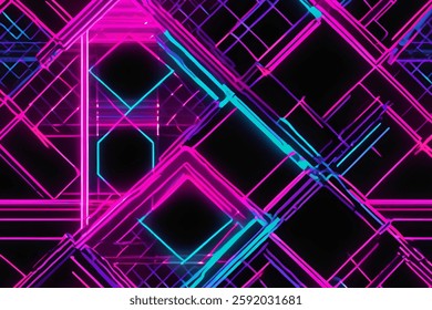 Neon Pink and Purple Grid Pattern with 80s Retro Vibe