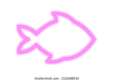 Neon Pink Silhouette Of Fish Isolated On White. Sea Life, Ocean. Vector Illustration