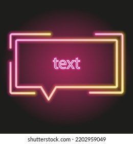 Neon pink and yellow frame for text, comix frame, glowing tube border line, messege frame for mobile apps, web, applications etc.