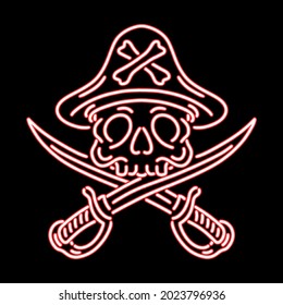 Neon pirates art Premium Vector 
