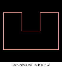 Neon pit with square hole ground dimple red color vector illustration image flat style