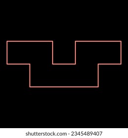 Neon pit with square hole ground dimple red color vector illustration image flat style