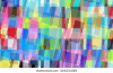 Neon Pixel texture futuristic. Moire overlay effect vector background. Small dots