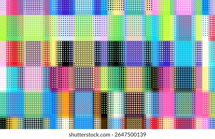Neon Pixel texture futuristic. Moire overlay effect vector background. Small dots