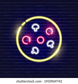 Neon Pizza Symbol. Glühendes Vektorgrafik-Symbol für mobiles, Web- und Menüdesign. Street Food-Konzept