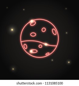 Neon planet Mars icon in thin line style