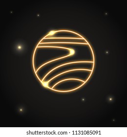Neon planet Venus icon in thin line style