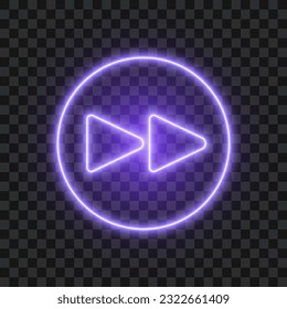 Neon play icon, video or audio sign, vector illustration.