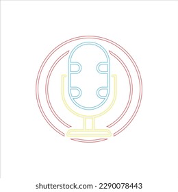 Neon Podcast Mic Design Vector