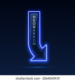 Neon Pointer Arrow With Vertical Text. Direction Indicator.