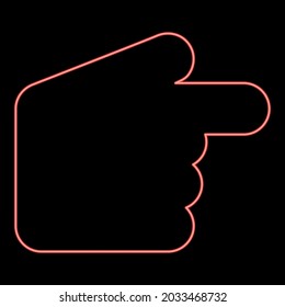 Neon pointer hand red color vector illustration flat style image