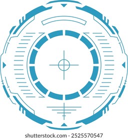 Neonzeiger. Runder Fadenkreuz-Rahmen für Cyberspiel einzeln auf weißem Hintergrund
