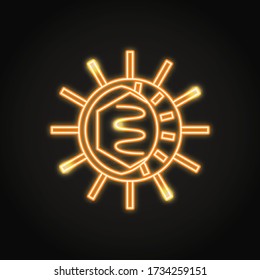 Neon Poliomyelitis Icon In Line Style. Polio Virus Cell Symbol. Vector Illustration.