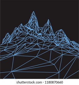 Neon polygon mountain landscape background
