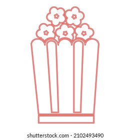 Neon popcorn red color vector illustration image flat style light