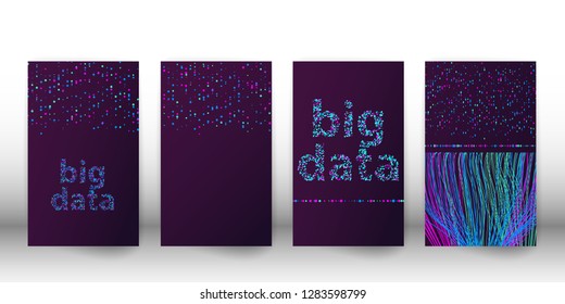 Neon poster. Big data visualization network. Futuristic infographics, 3d wave, virtual flow, digital sound, music. Vector abstract colorful neon poster.