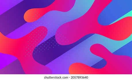 Neon Poster. Cool Futuristic Banner. Blue Graphic Cover. Plastic Frame. Modern Layout. Liquid Pattern. Spectrum Presentation. Flat Landing Page. Lilac Neon Poster