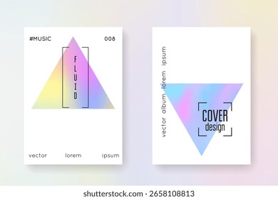 Neonposter. Kristallkonzept. Violet Rainbow Label. Farbige weiße Illustration. Geometrische Darstellung. 1980 Textur. Pastellvektor. Violett Neon Poster