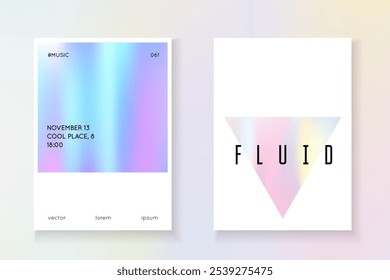 Neon Poster. Digital Screen. Pink Holograph Label. Isolated White Brochure. Geometric Mesh. Abstract Shape. Modern Design. Purple Neon Poster