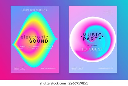 Neon Poster. Indie Effect For Invitation. Fun Dance Party. Gradient Pattern For Presentation Vector. Club And Carnival Design. Blue And Purple Neon Poster