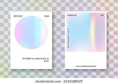 Neon Poster. Pink Geometry Flyer. Colourful Pearl Template. Hologram Fluid. Pastel Screen. Gradient Foil. Vintage Concept. Blue Neon Poster